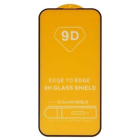 Защитное стекло для Apple iPhone 14 Pro, совместимо с чехлом, Full Glue, (без упаковки), черный, cлой клея нанесен по всей поверхности