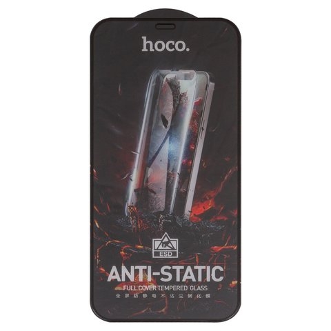 Закаленное защитное стекло Hoco G10 для Apple iPhone 12, iPhone 12 Pro, Full Glue, Anti-Static, (без упаковки), чорний, cлой клея нанесен по всей поверхности