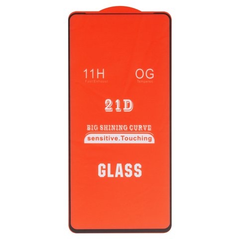 Закаленное защитное стекло Samsung A715F/DS Galaxy A71, совместимо с чехлом, Full Glue, (без упаковки), черный, cлой клея нанесен по всей поверхности
