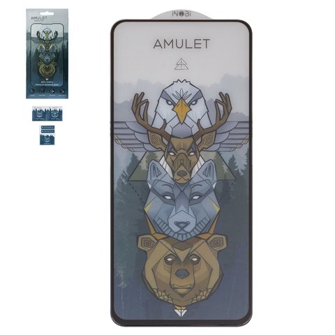 Закаленное защитное стекло iNobi Amulet для Realme 8i, Narzo 50; Oppo A96 4G, Full Glue, Anti-Static, черный, cлой клея нанесен по всей поверхности