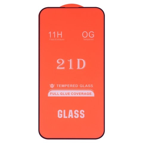 Защитное стекло для Apple iPhone 14 Pro Max, совместимо с чехлом, Full Glue, (без упаковки), чорний, cлой клея нанесен по всей поверхности