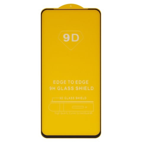 Защитное стекло для Realme 6 Pro, совместимо с чехлом, Full Glue, (без упаковки), черный, cлой клея нанесен по всей поверхности