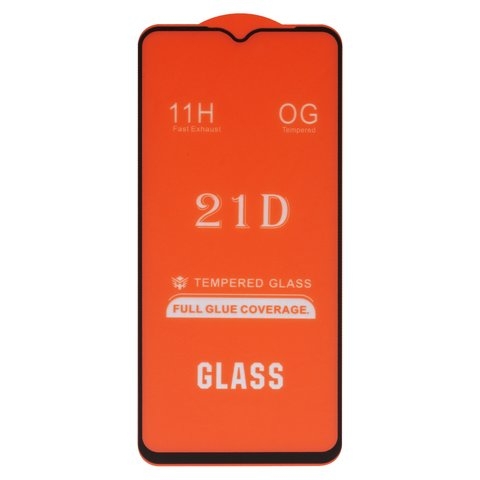 Защитное стекло для Realme C21Y, C25s, C25Y, совместимо с чехлом, Full Glue, (без упаковки), черный, cлой клея нанесен по всей поверхности