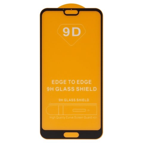 Защитное стекло для Huawei P20, совместимо с чехлом, Full Glue, (без упаковки), черный, cлой клея нанесен по всей поверхности