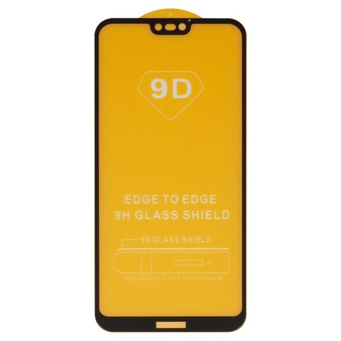 Защитное стекло для Huawei P20 Lite, совместимо с чехлом, Full Glue, (без упаковки), черный, cлой клея нанесен по всей поверхности