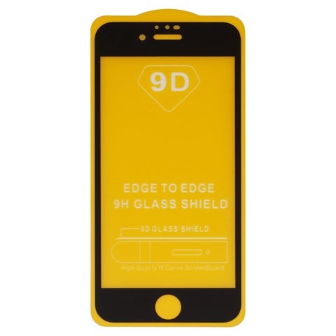 Защитное стекло для Apple iPhone 6, iPhone 6S, совместимо с чехлом, Full Glue, (без упаковки), чорний, cлой клея нанесен по всей поверхности