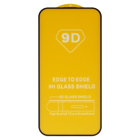 Защитное стекло для Apple iPhone 15, совместимо с чехлом, Full Glue, (без упаковки), черный, cлой клея нанесен по всей поверхности