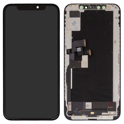 Дисплей iPhone XS, чорний | з тачскріном | в передній панелі | Original (реновація) | дисплейный модуль, экран, з фіксатором камери та датчіка наближення