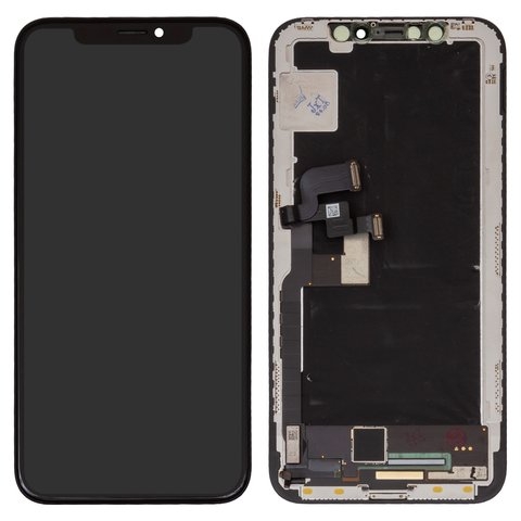 Дисплей iPhone X, чорний | з тачскріном | в передній панелі | Original (реновація) | дисплейный модуль, экран, з фіксатором камери та датчіка наближення