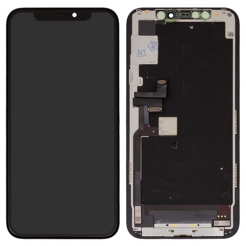 Дисплей iPhone 11 Pro, чорний | з тачскріном | в передній панелі | Original (реновація) | дисплейный модуль, экран, з фіксатором камери та датчіка наближення