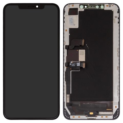 Дисплей iPhone XS Max, чорний | з тачскріном | в передній панелі | Original (реновація) | дисплейный модуль, экран, з фіксатором камери та датчіка наближення