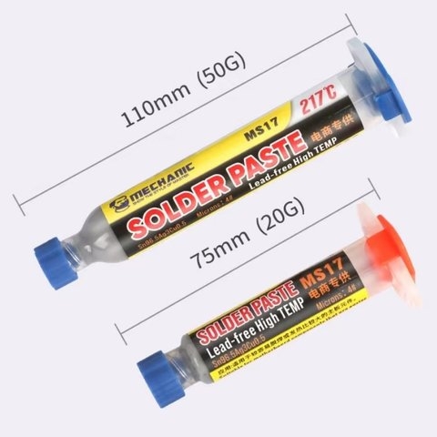 BGA паста Mechanic MS17, Sn 96,5%, Ag 3%, Cu 0,5%, 217 °C, 50 г
