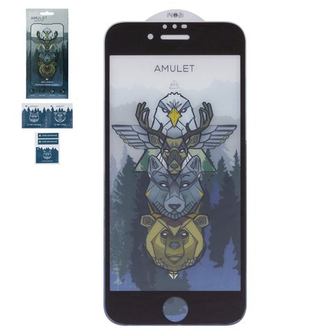 Защитное стекло iNobi Amulet для Apple iPhone 7, iPhone 8, iPhone SE 2020, Full Glue, Anti-Static, черный, cлой клея нанесен по всей поверхности